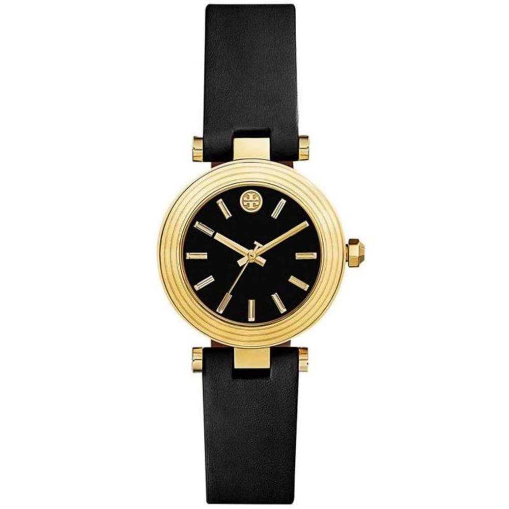 New Tory Burch Watch  black leather gold hardware